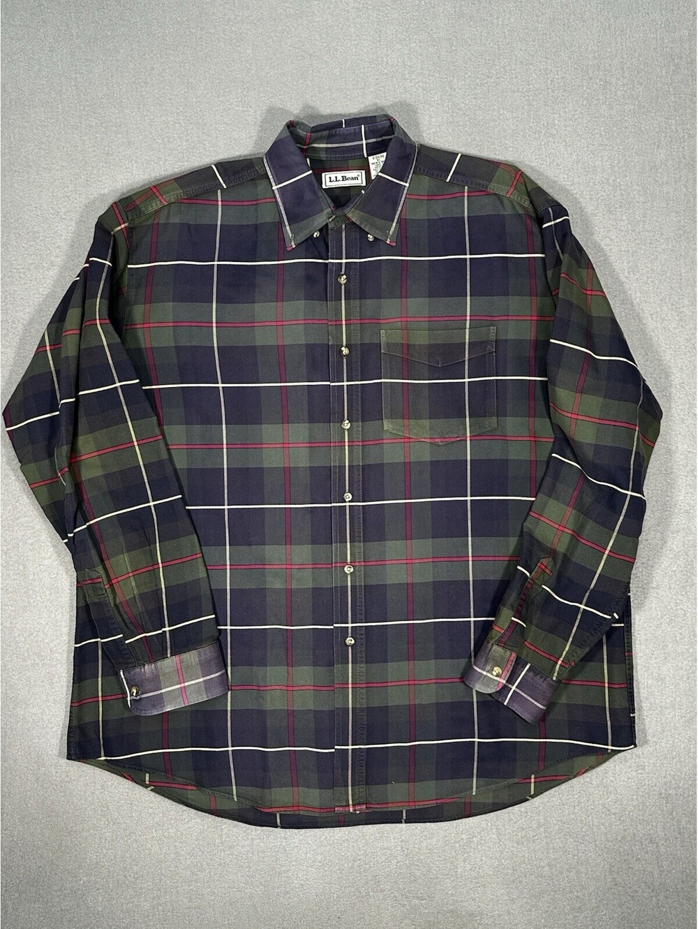 LL Bean Mens XL - 2XL Plaid Button Up Shirt Cotton Long Sleeve Casual Outdoor